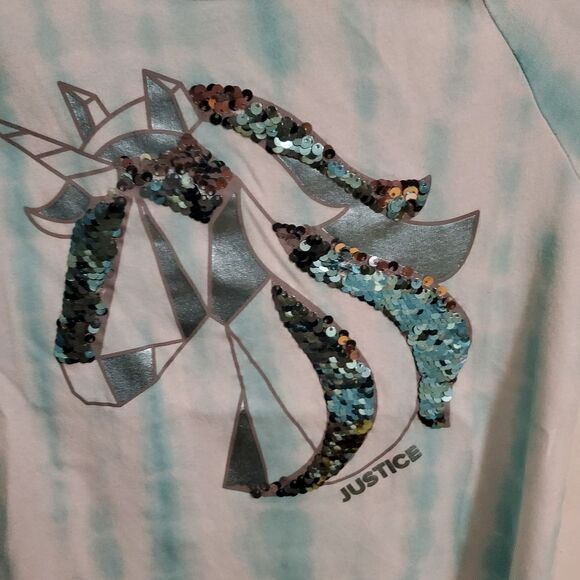 Justice Little girls tie dye unicorn sequins tshirt size 10 - Picture 2 of 5